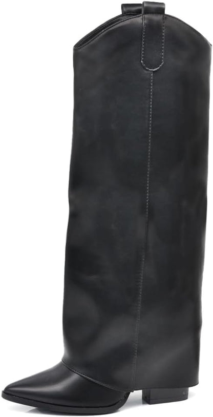 Botas de tacón alto estilo vaquero