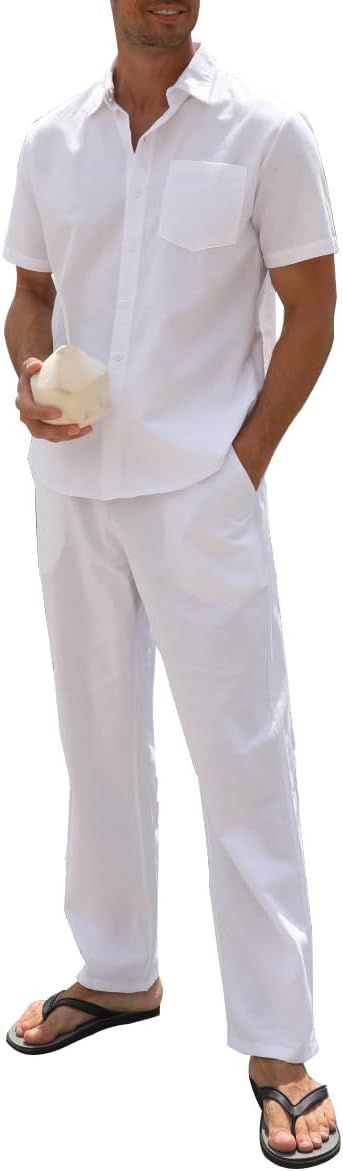 Conjunto de lino para hombre de 2 piezas