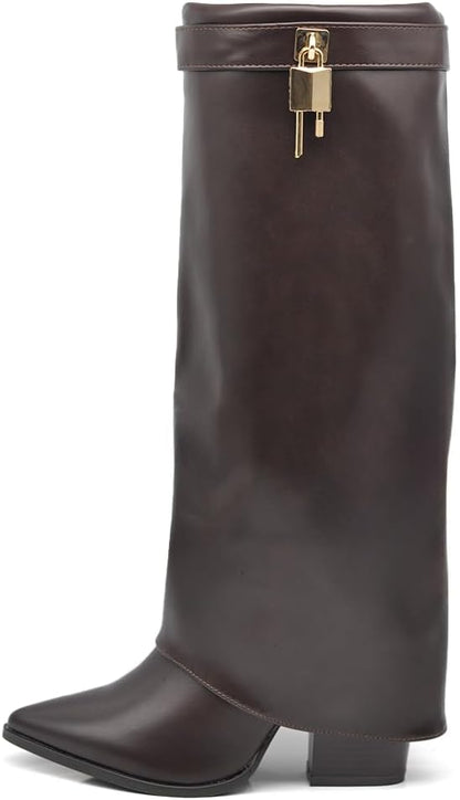Botas de tacón alto estilo vaquero
