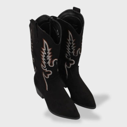Botas cowboy de mujer con bordado y tacón bajo