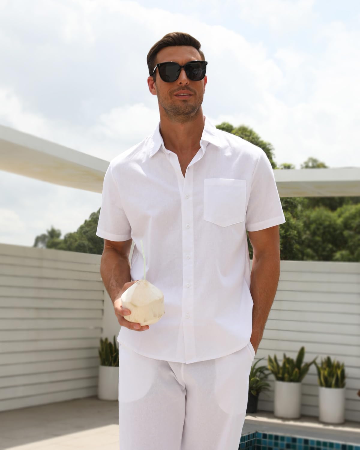 Conjunto de lino para hombre de 2 piezas