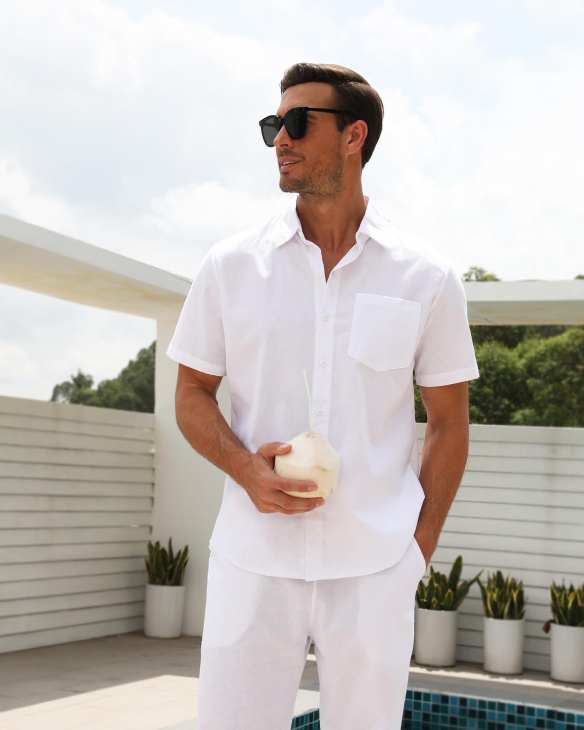 Conjunto de lino para hombre de 2 piezas