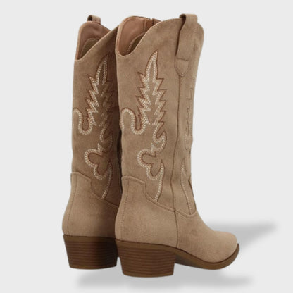 Botas cowboy de mujer con bordado y tacón bajo