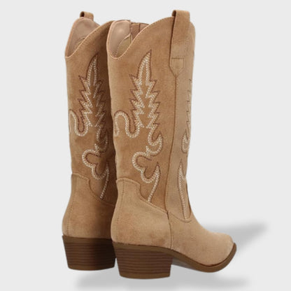 Botas cowboy de mujer con bordado y tacón bajo