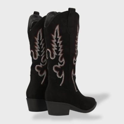 Botas cowboy de mujer con bordado y tacón bajo