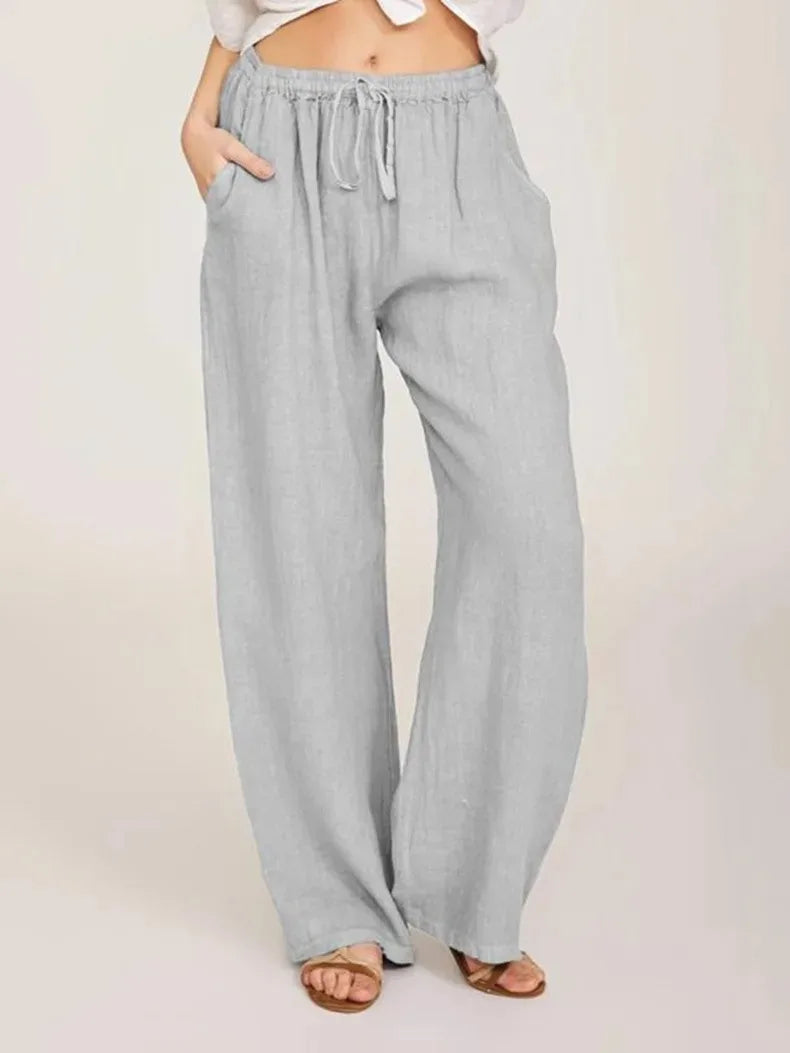 Pantalones Anchos de Mujer de Lino