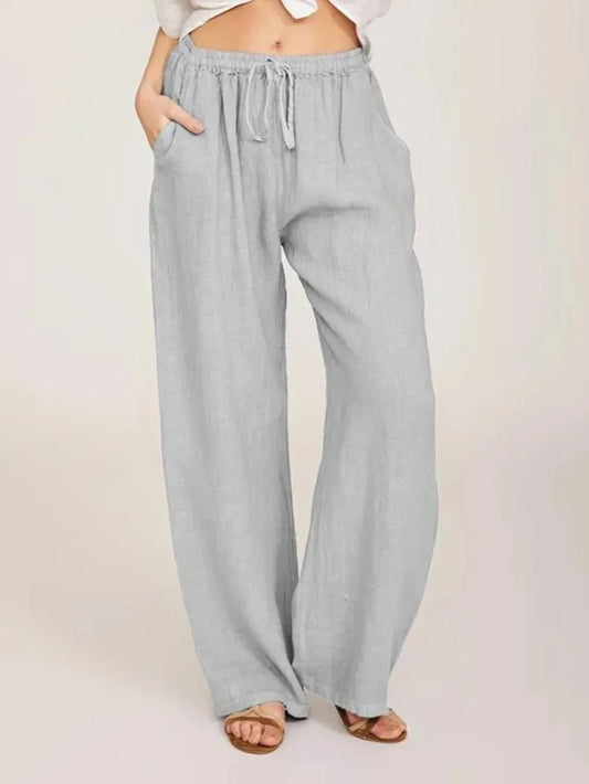Pantalones Anchos de Mujer de Lino