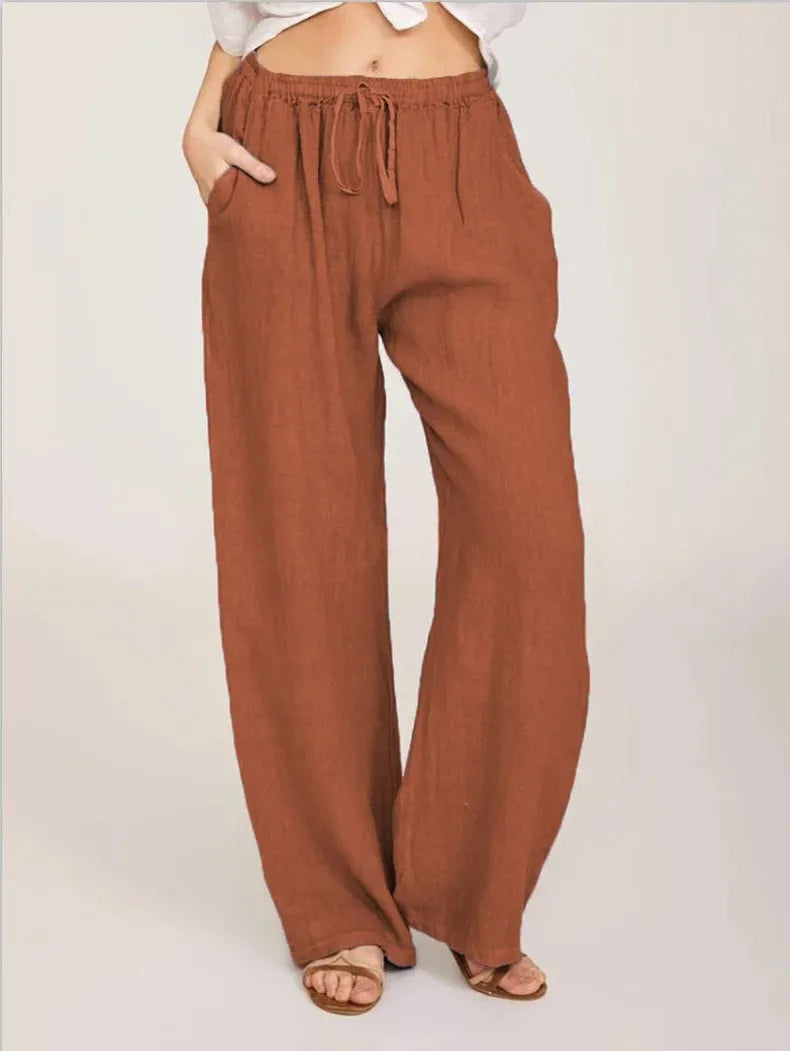 Pantalones Anchos de Mujer de Lino