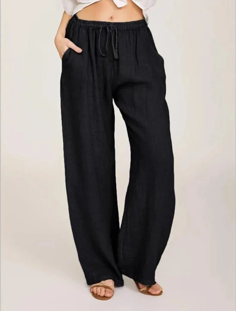 Pantalones Anchos de Mujer de Lino
