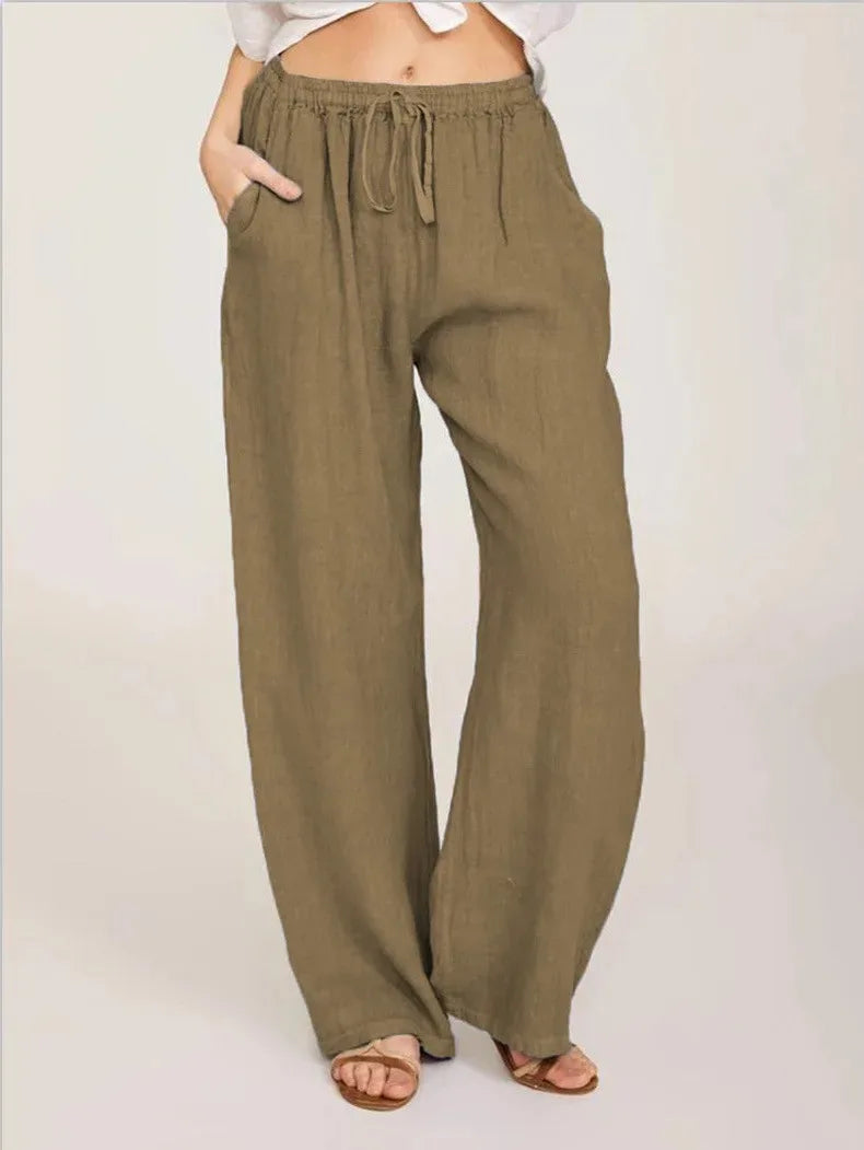 Pantalones Anchos de Mujer de Lino