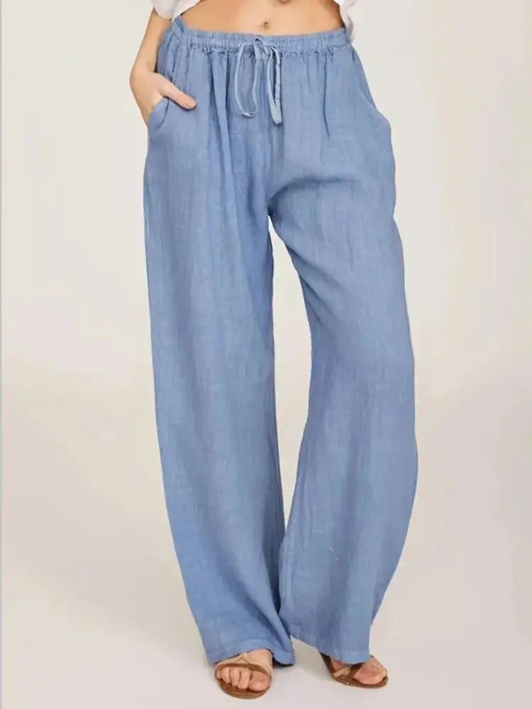 Pantalones Anchos de Mujer de Lino