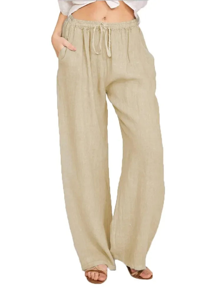 Pantalones Anchos de Mujer de Lino