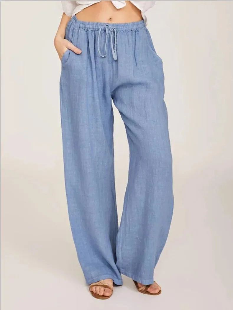 Pantalones Anchos de Mujer de Lino