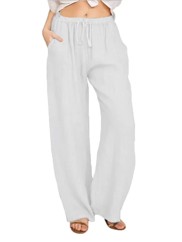 Pantalones Anchos de Mujer de Lino