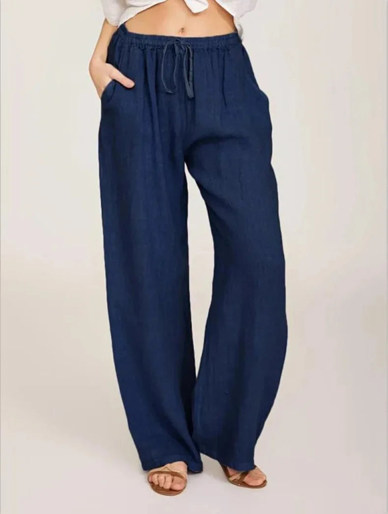 Pantalones Anchos de Mujer de Lino
