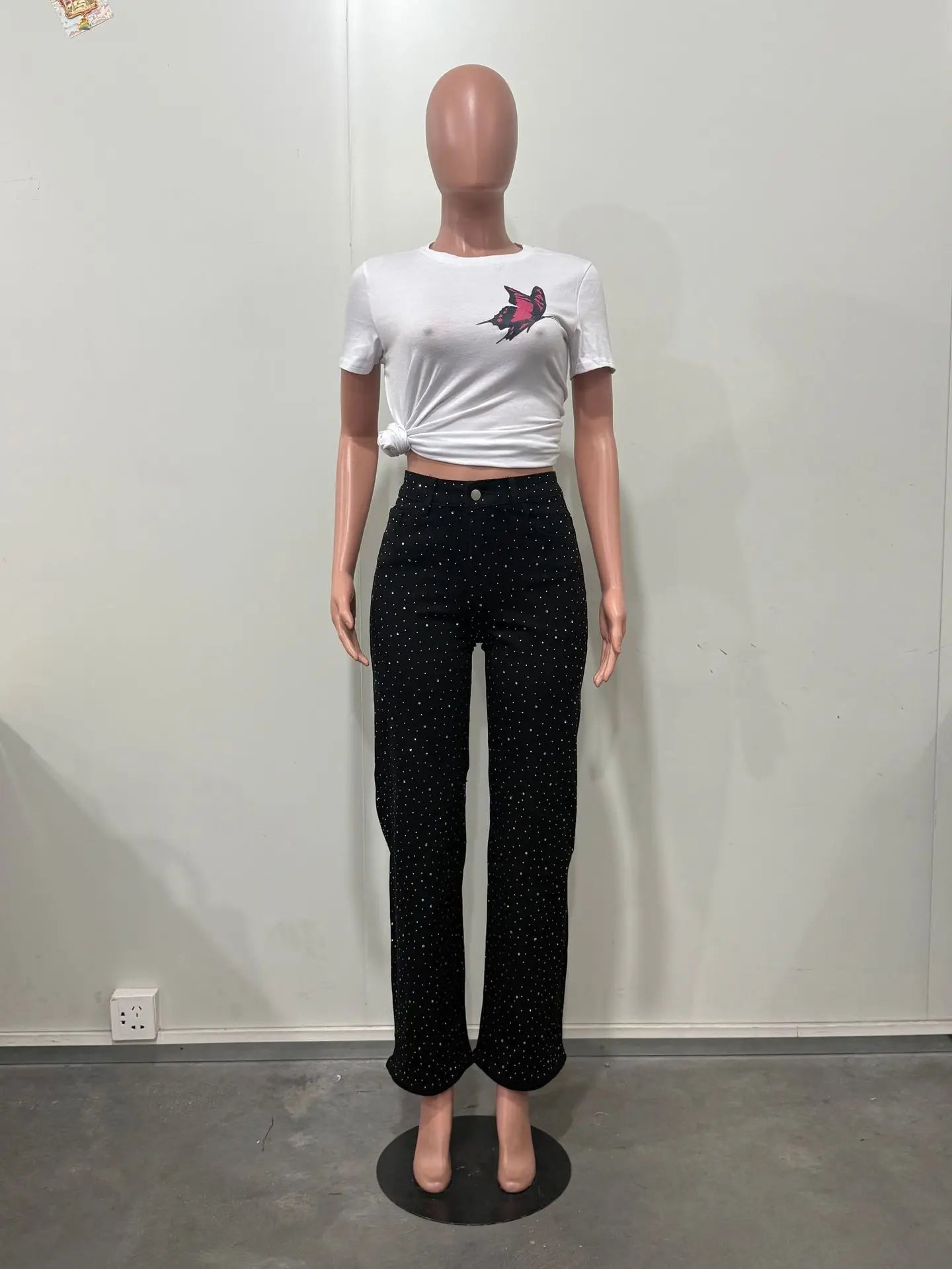 Vaqueros con lentes brillantes para mujer