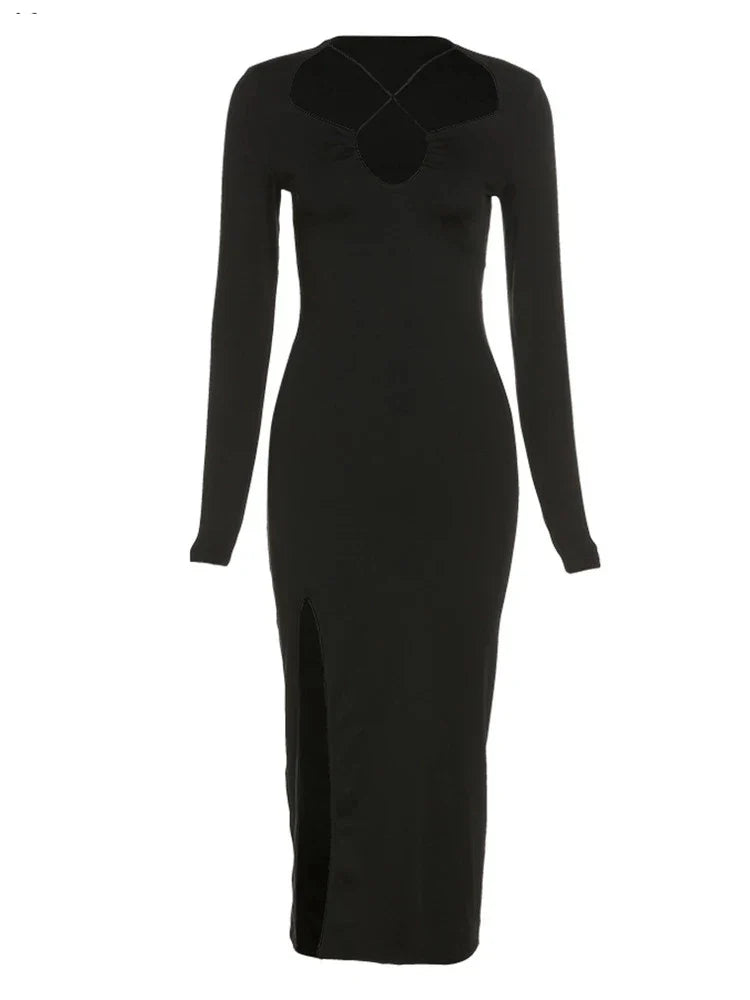 Vestido Midi con Escote Cruzado