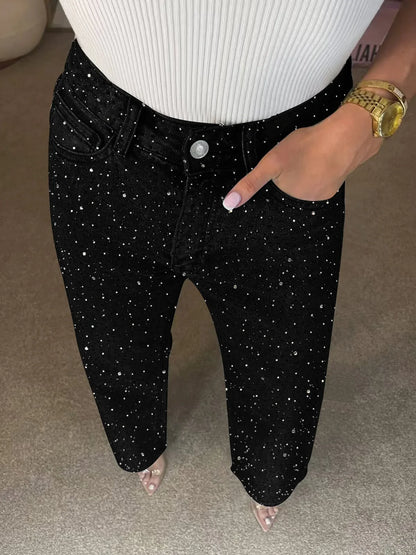 Vaqueros con lentes brillantes para mujer