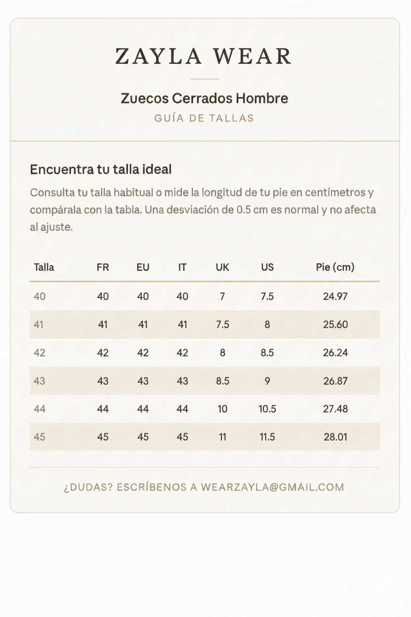 Guía de tallas