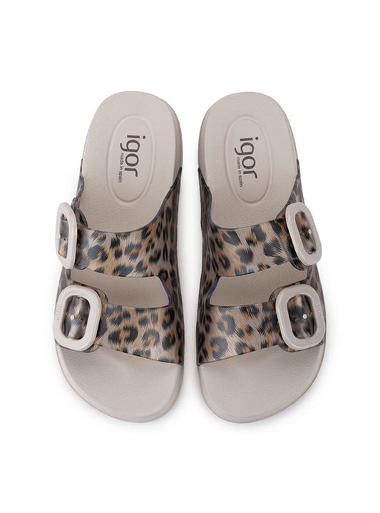 Sandalia plana"HABANA" animal print sand