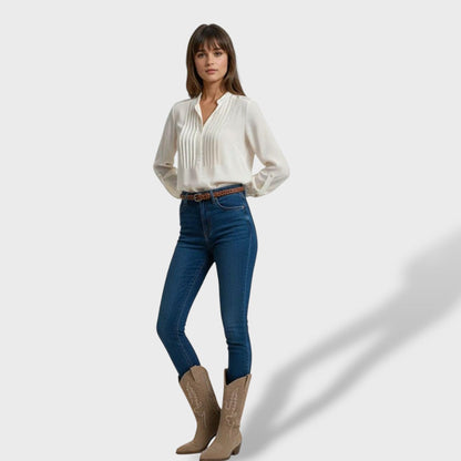 Botas cowboy de mujer con bordado y tacón bajo